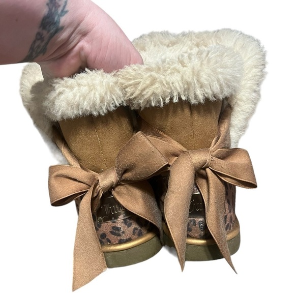 Juicy Couture Palisades brown faux suede and leopard print boots with faux fur - Picture 4 of 9
